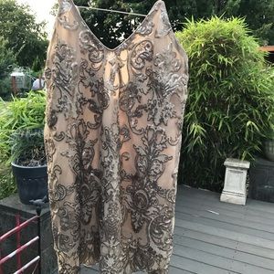 Gold Sequined Shift Dress